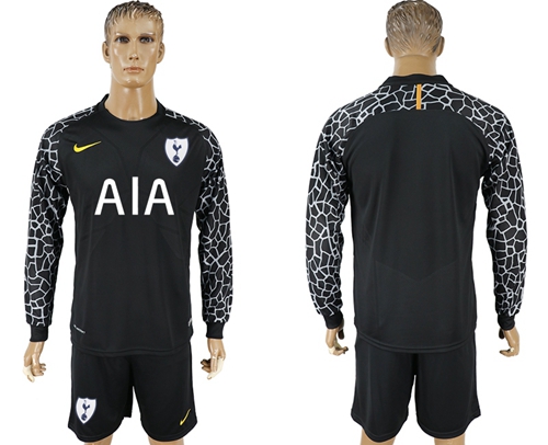 Tottenham Hotspur Blank Black Goalkeeper Long Sleeves Soccer Club Jersey - Click Image to Close